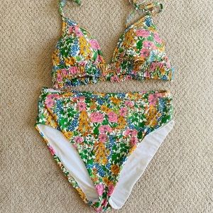 J crew Liberty Fabric two piece bathing suit, size medium